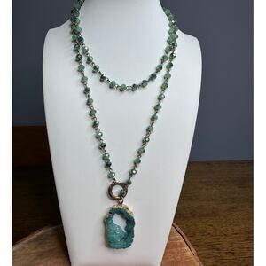 Seafoam Druzy Pendant Necklace.